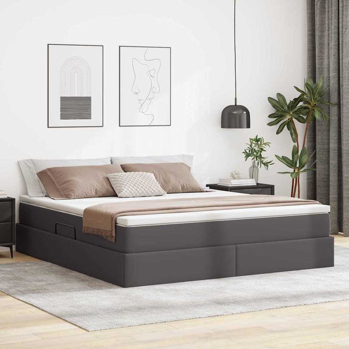 Pat cu saltea și spațiu de depozitare Gri 180 x 200 cm - WALTI WALTI