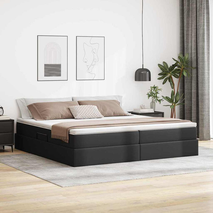 Pat cu saltea și spațiu de depozitare Negru 200 x 200 cm - WALTI WALTI