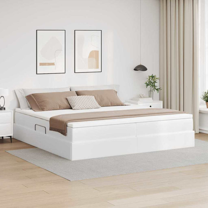 Pat cu saltea și spațiu de depozitare Alb 200 x 200 cm - WALTI WALTI