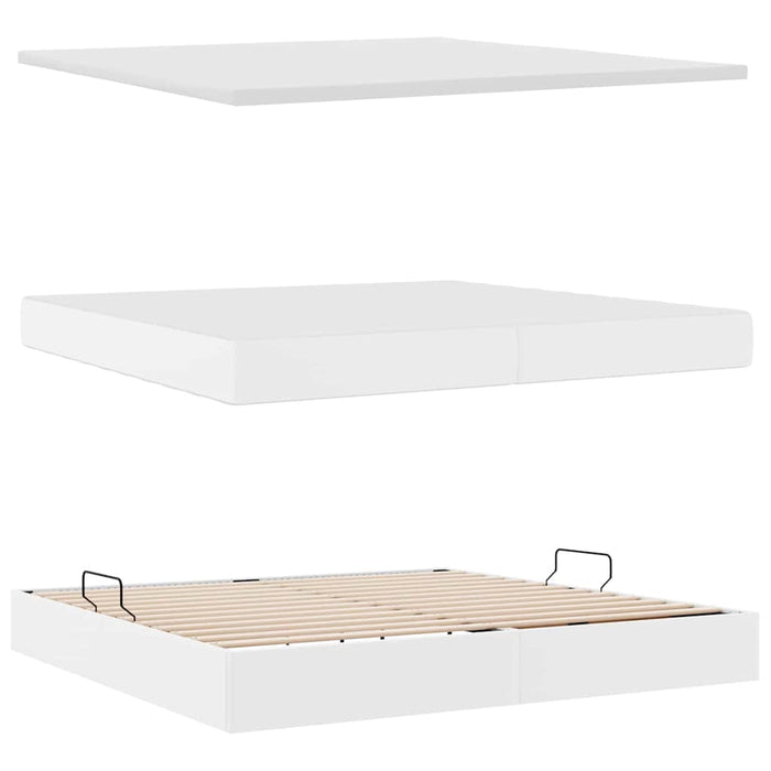 Pat cu saltea și spațiu de depozitare Alb 200 x 200 cm - WALTI WALTI