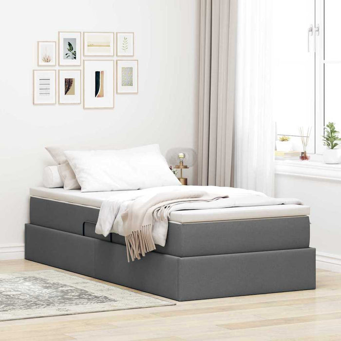 Pat cu saltea și spațiu de depozitare Gri închis 90 x 190 cm - WALTI WALTI