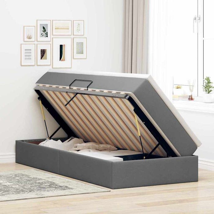 Pat cu saltea și spațiu de depozitare Gri închis 90 x 190 cm - WALTI WALTI