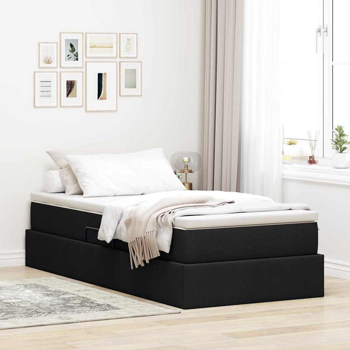 Pat cu saltea și spațiu de depozitare Negru 100 x 200 cm - WALTI WALTI