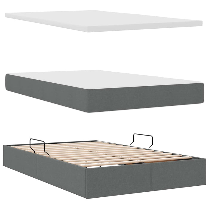 Pat cu saltea și spațiu de depozitare Gri închis 120 x 190 cm - WALTI WALTI