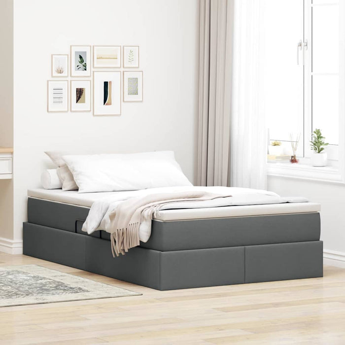 Pat cu saltea și spațiu de depozitare Gri închis 120 x 200 cm - WALTI WALTI