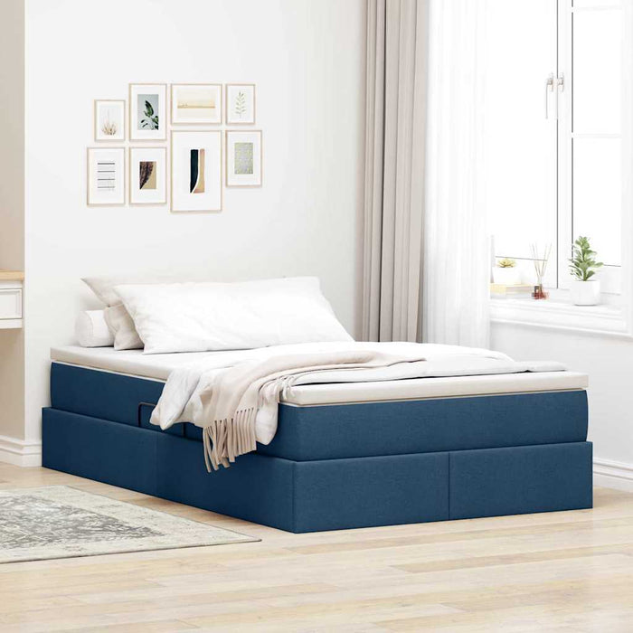 Pat cu saltea și spațiu de depozitare albastru 120 x 200 cm - WALTI WALTI