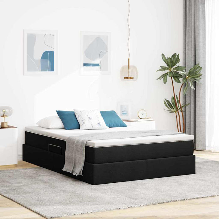 Pat cu saltea și spațiu de depozitare Negru 140 x 190 cm - WALTI WALTI