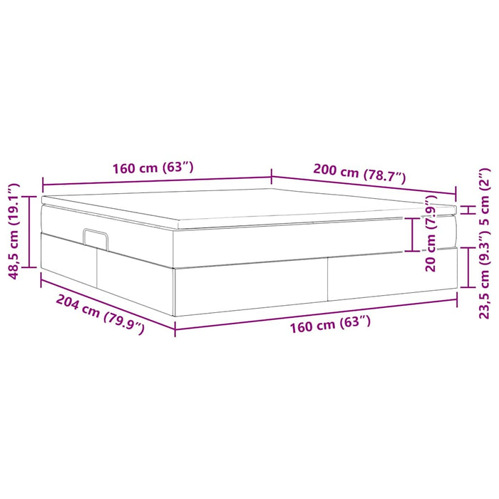 Pat cu saltea și spațiu de depozitare Gri închis 160 x 200 cm - WALTI WALTI