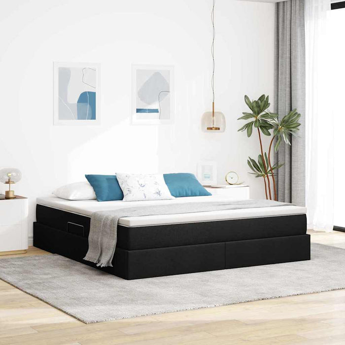 Pat cu saltea și spațiu de depozitare Negru 180 x 200 cm - WALTI WALTI