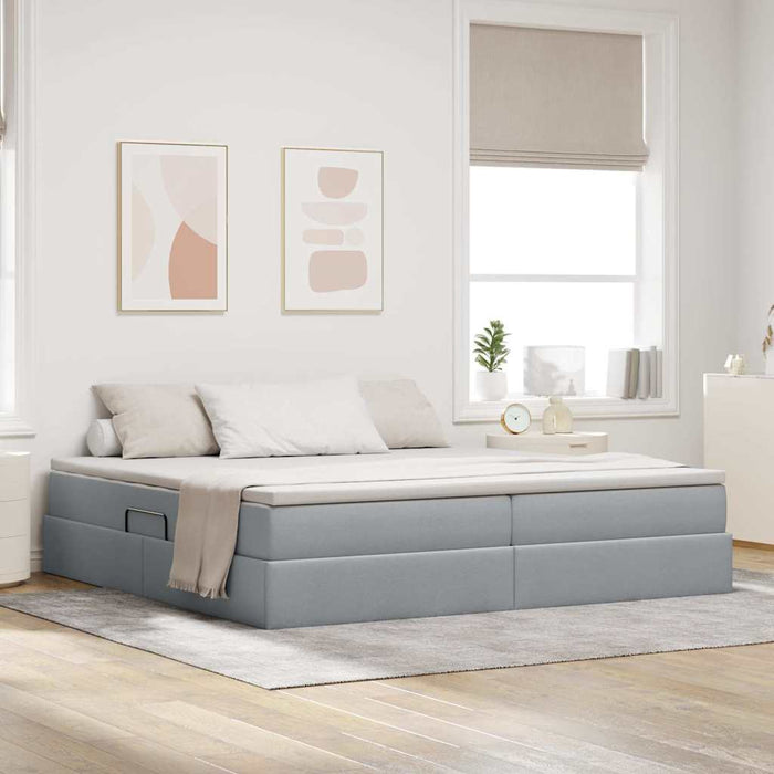 Pat cu saltea și spațiu de depozitare Gri deschis 200 x 200 cm - WALTI WALTI