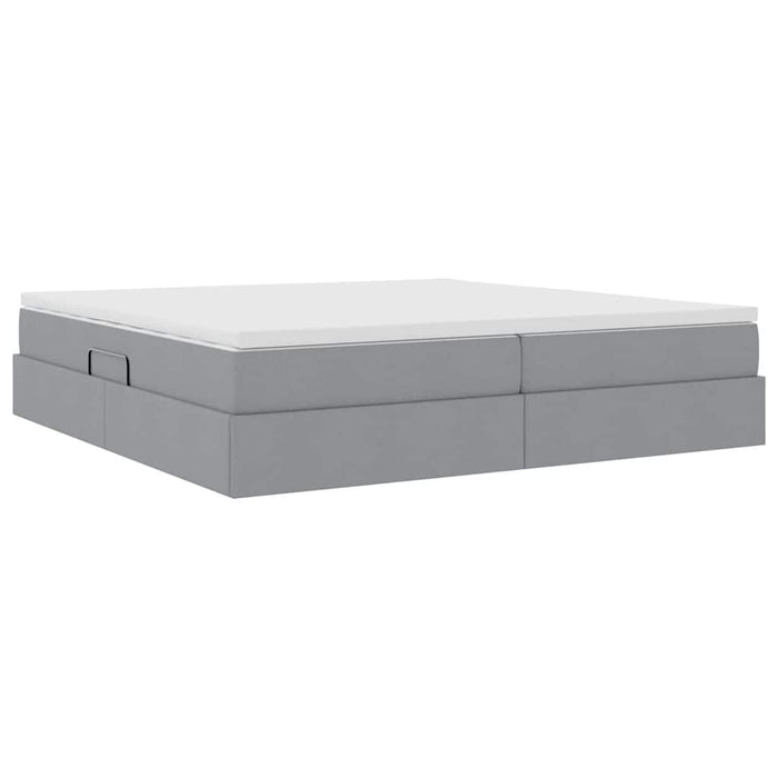 Pat cu saltea și spațiu de depozitare Gri deschis 200 x 200 cm - WALTI WALTI
