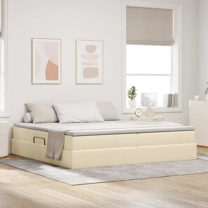 Pat cu saltea și spațiu de depozitare Crem 200 x 200 cm - WALTI WALTI