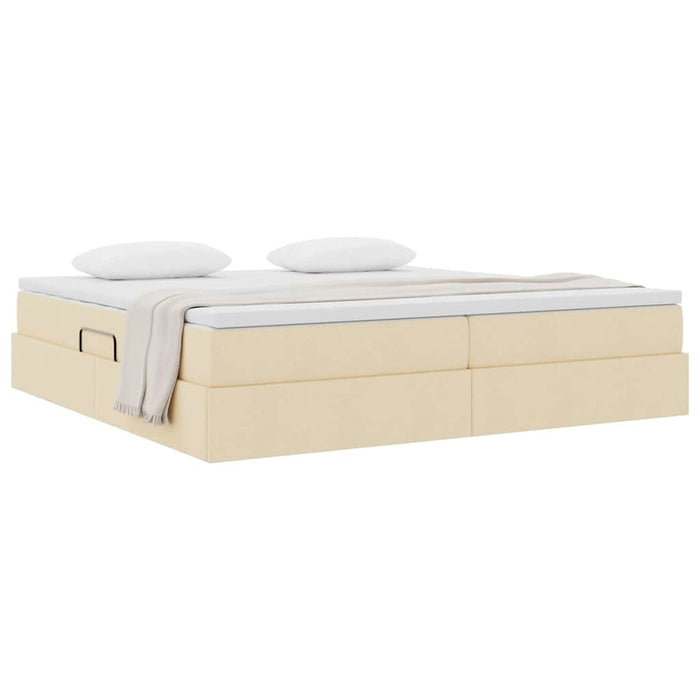 Pat cu saltea și spațiu de depozitare Crem 200 x 200 cm - WALTI WALTI