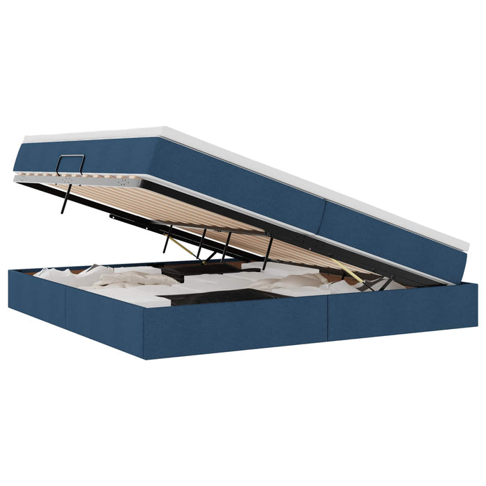 Pat cu saltea și spațiu de depozitare albastru 200 x 200 cm - WALTI WALTI