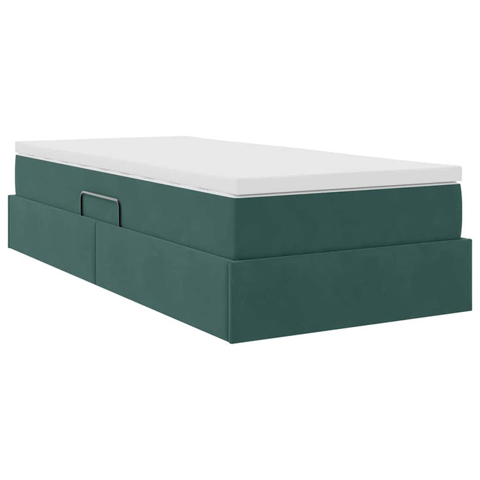 Pat cu saltea și spațiu de depozitare Verde închis 90 x 190 cm - WALTI WALTI