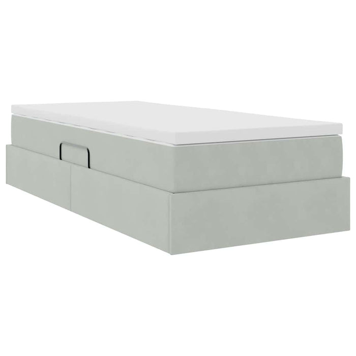 Pat cu saltea și spațiu de depozitare Gri deschis 90 x 200 cm - WALTI WALTI