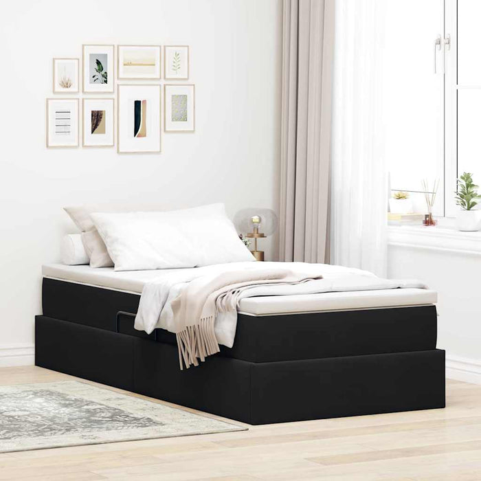Pat cu saltea și spațiu de depozitare Negru 90 x 200 cm Catifea - WALTI WALTI