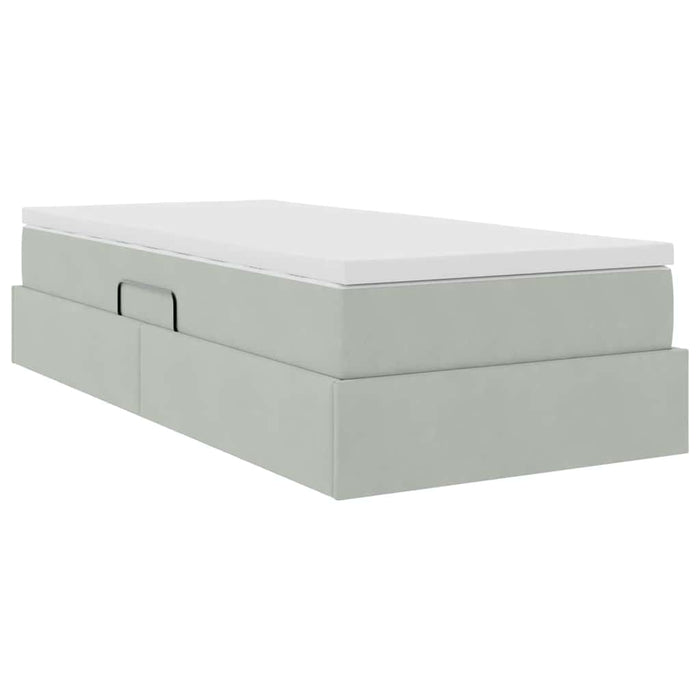 Pat cu saltea și spațiu de depozitare Gri deschis 100 x 200 cm - WALTI WALTI