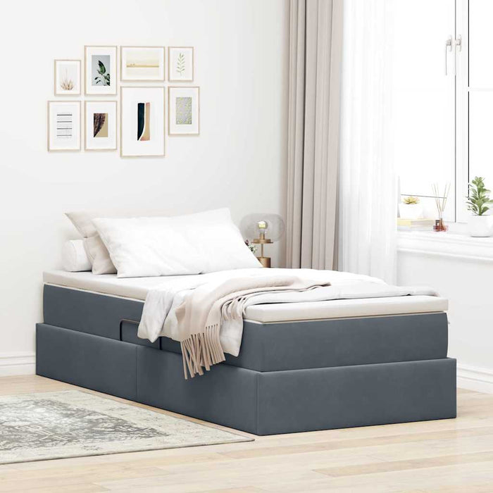 Pat cu saltea și spațiu de depozitare Gri închis 100 x 200 cm - WALTI WALTI