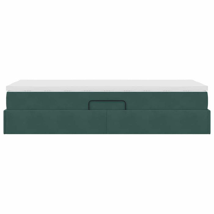 Pat cu saltea și spațiu de depozitare Verde închis 100 x 200 cm - WALTI WALTI