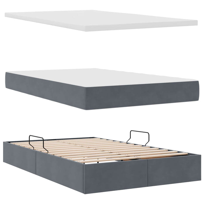 Pat cu saltea și spațiu de depozitare Gri închis 120 x 190 cm - WALTI WALTI