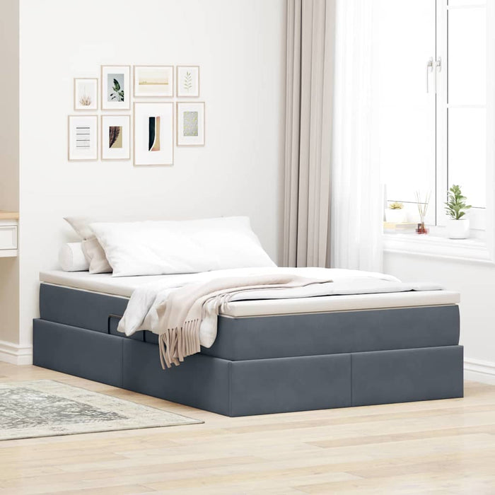 Pat cu saltea și spațiu de depozitare Gri închis 120 x 200 cm - WALTI WALTI