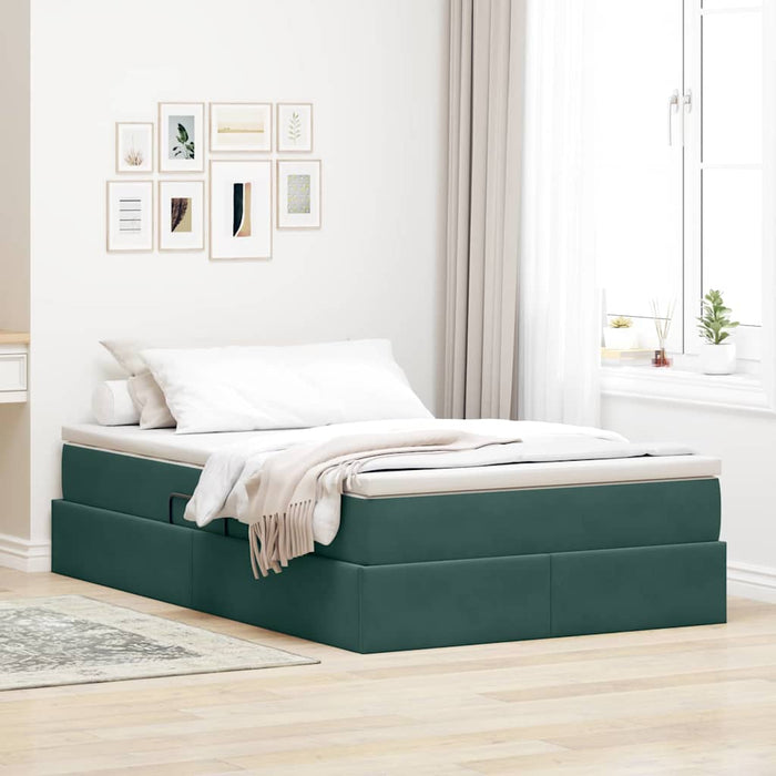 Pat cu saltea și spațiu de depozitare Verde închis 120 x 200 cm - WALTI WALTI