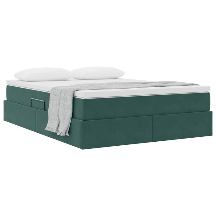 Pat cu saltea și spațiu de depozitare Verde închis 140 x 190 cm - WALTI WALTI