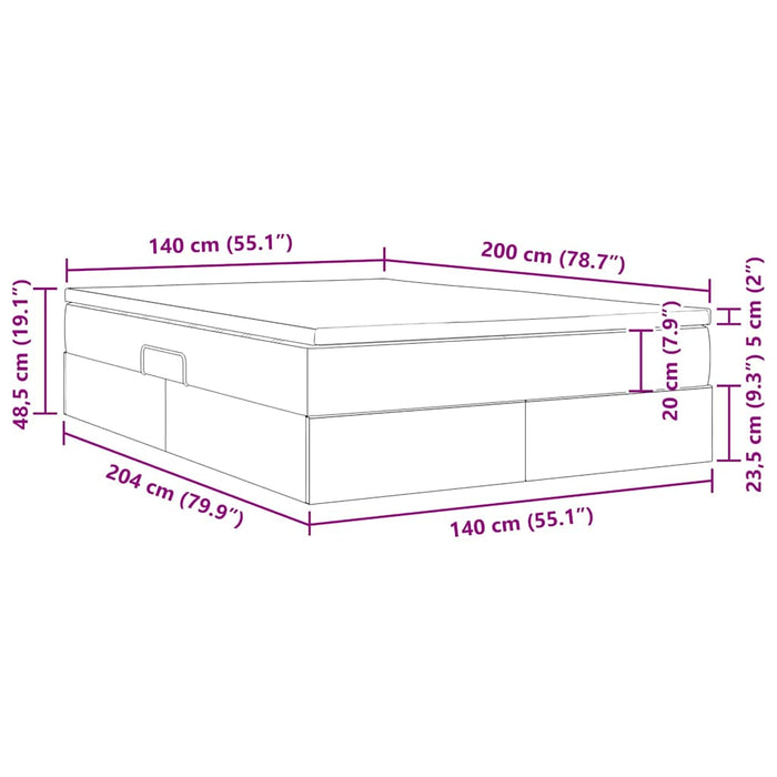 Pat cu saltea și spațiu de depozitare Gri închis 140 x 200 cm - WALTI WALTI