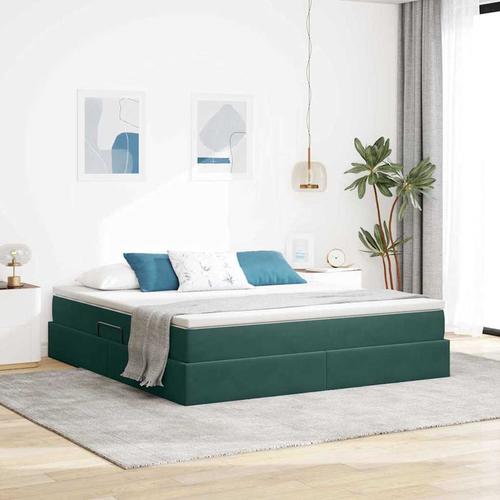 Pat cu saltea și spațiu de depozitare Verde închis 160 x 200 cm - WALTI WALTI