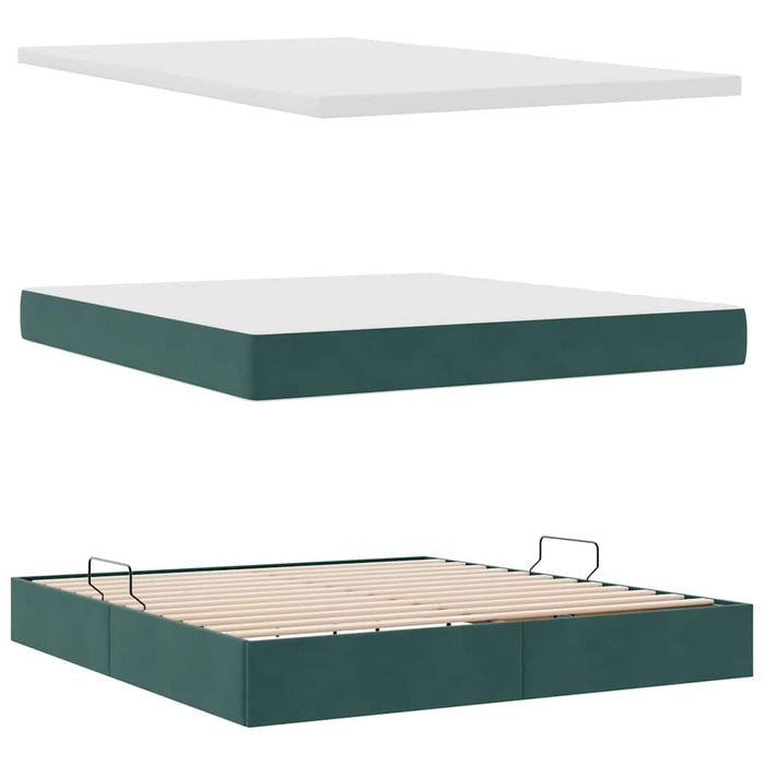Pat cu saltea și spațiu de depozitare Verde închis 160 x 200 cm - WALTI WALTI