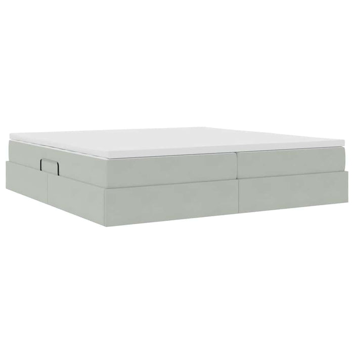 Pat cu saltea și spațiu de depozitare Gri deschis 200 x 200 cm - WALTI WALTI