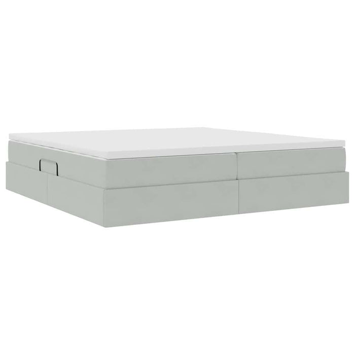Pat cu saltea și spațiu de depozitare Gri deschis 200 x 200 cm - WALTI WALTI