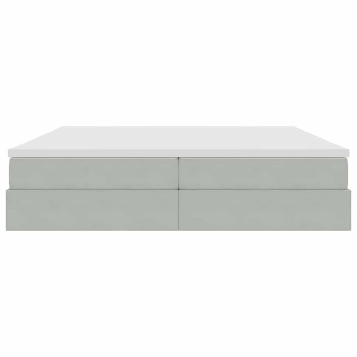 Pat cu saltea și spațiu de depozitare Gri deschis 200 x 200 cm - WALTI WALTI