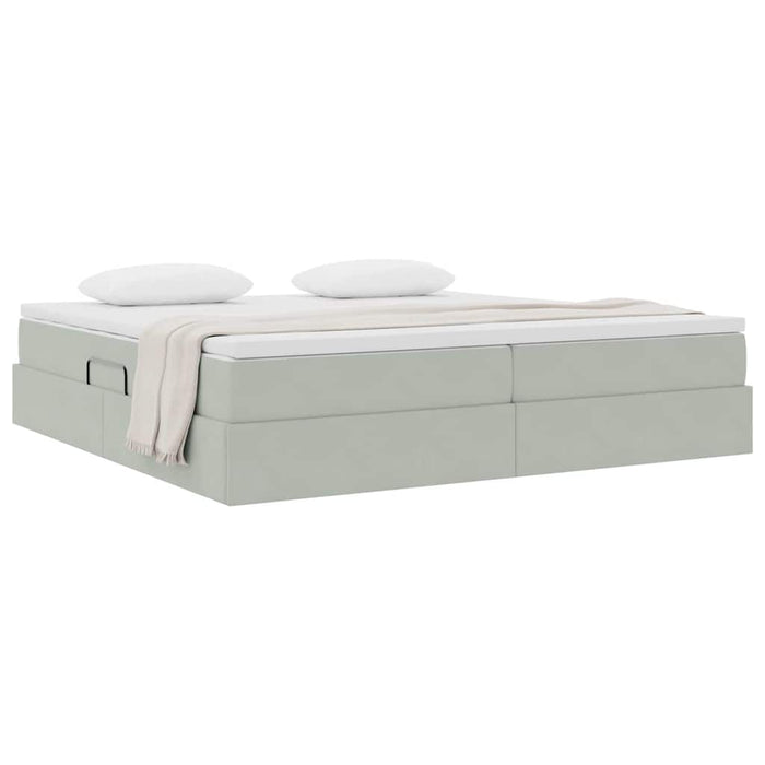 Pat cu saltea și spațiu de depozitare Gri deschis 200 x 200 cm - WALTI WALTI