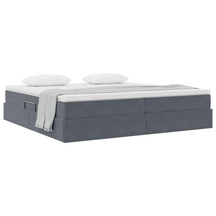 Pat cu saltea și spațiu de depozitare Gri închis 200 x 200 cm - WALTI WALTI
