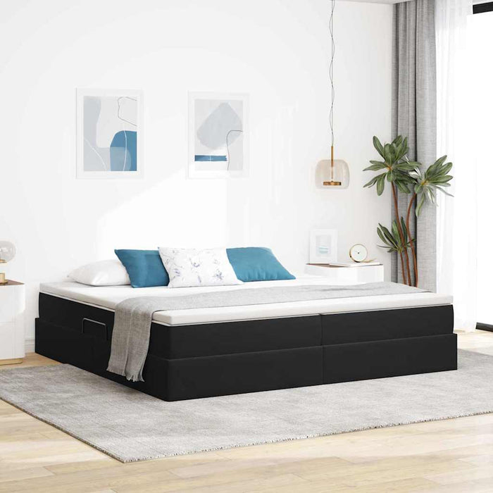 Pat cu saltea și spațiu de depozitare Negru 200 x 200 cm - WALTI WALTI