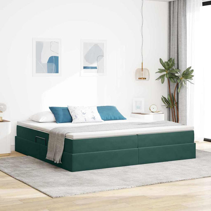 Pat cu saltea și spațiu de depozitare Verde închis 200 x 200 cm - WALTI WALTI