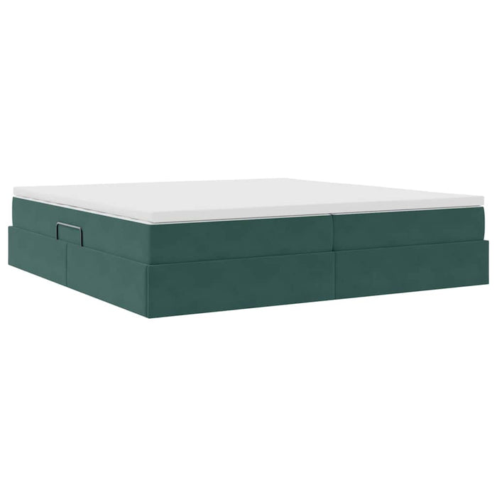 Pat cu saltea și spațiu de depozitare Verde închis 200 x 200 cm - WALTI WALTI