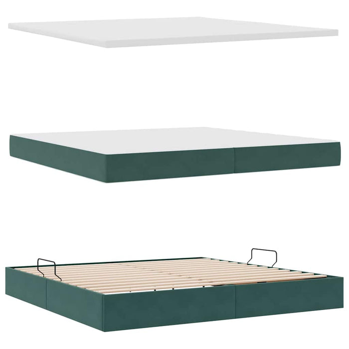 Pat cu saltea și spațiu de depozitare Verde închis 200 x 200 cm - WALTI WALTI