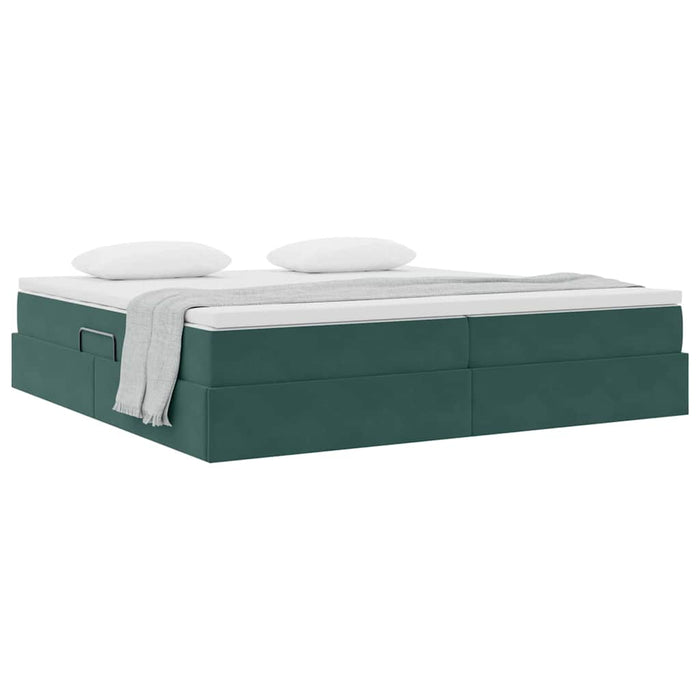 Pat cu saltea și spațiu de depozitare Verde închis 200 x 200 cm - WALTI WALTI