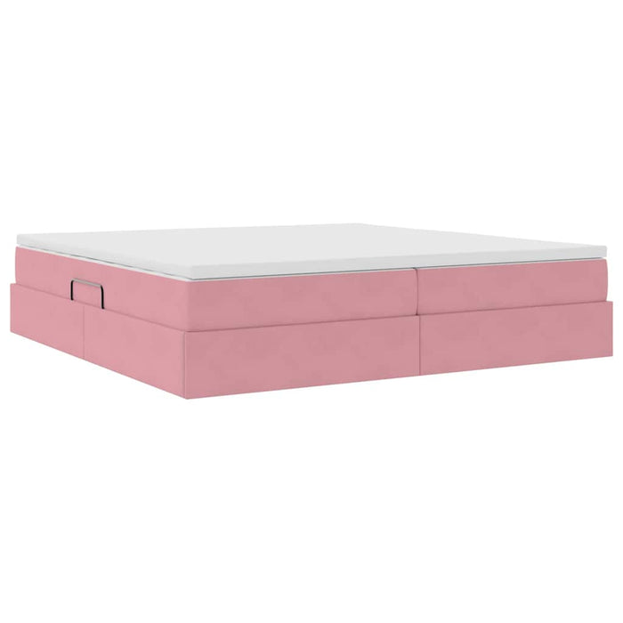 Pat cu saltea și spațiu de depozitare Roz 200 x 200 cm Catifea - WALTI WALTI