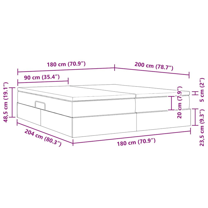 Pat cu saltea și spațiu de depozitare Gri 180 x 200 cm - WALTI WALTI