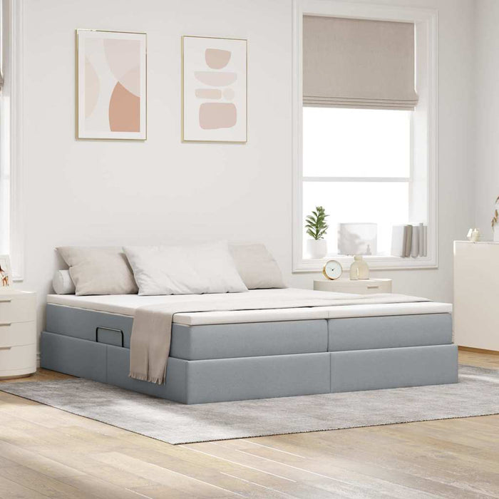 Pat cu saltea și spațiu de depozitare Gri deschis 180 x 200 cm - WALTI WALTI