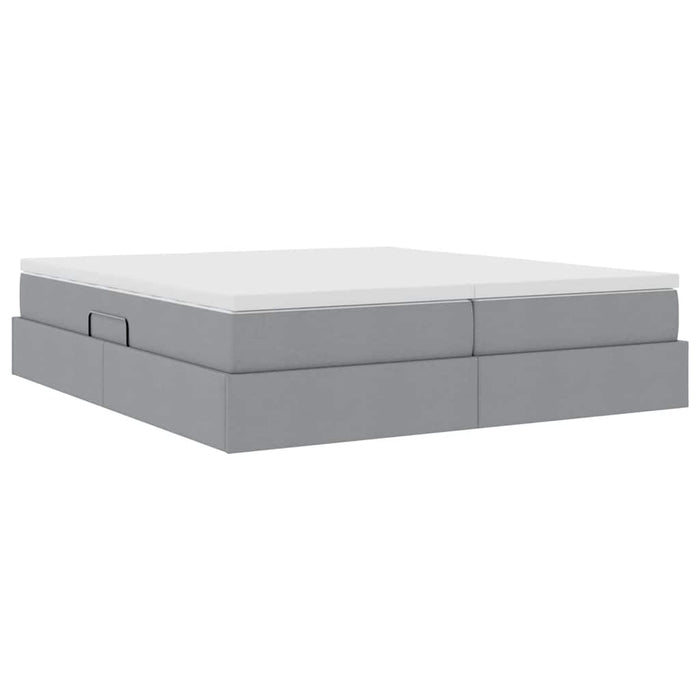 Pat cu saltea și spațiu de depozitare Gri deschis 200 x 200 cm - WALTI WALTI