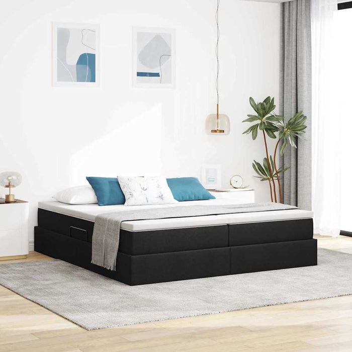 Pat cu saltea și spațiu de depozitare Negru 200 x 200 cm - WALTI WALTI