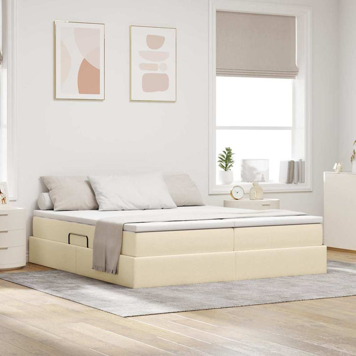 Pat cu saltea și spațiu de depozitare Crem 200 x 200 cm - WALTI WALTI
