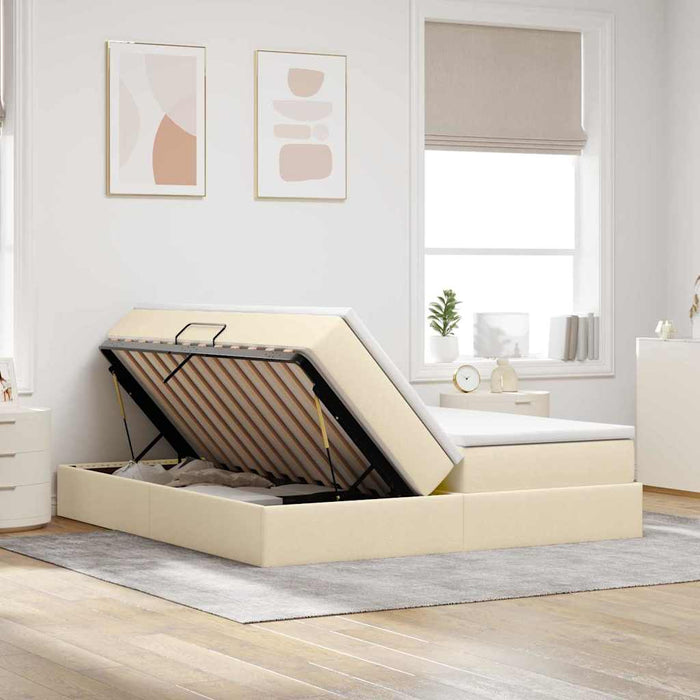 Pat cu saltea și spațiu de depozitare Crem 200 x 200 cm - WALTI WALTI