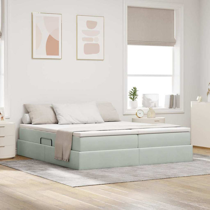 Pat cu saltea și spațiu de depozitare Gri deschis 180 x 200 cm - WALTI WALTI