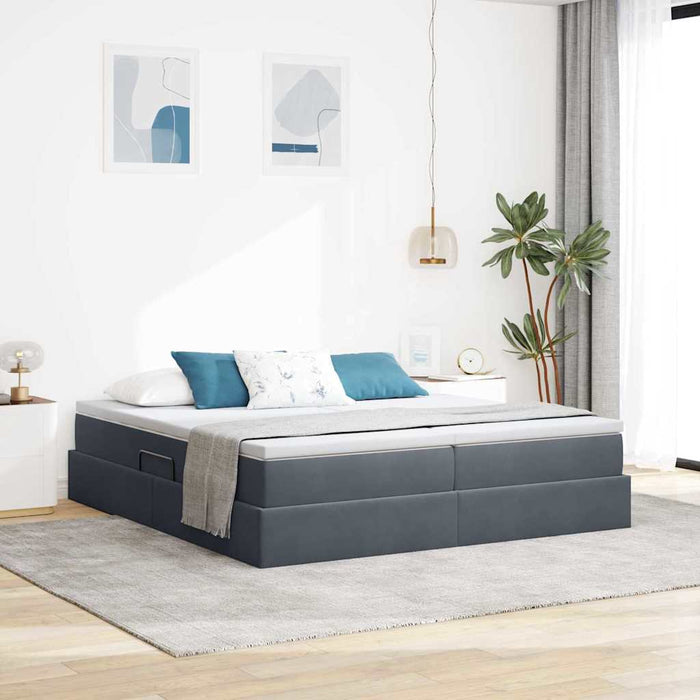Pat cu saltea și spațiu de depozitare Gri închis 180 x 200 cm - WALTI WALTI